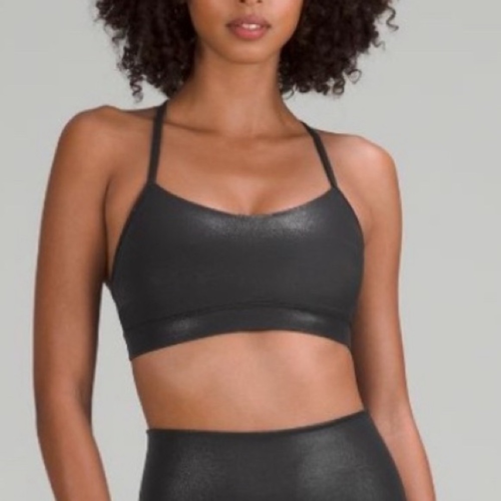 Lululemon Y Flow black metallic sports bra